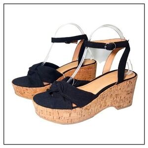 Universal Thread Platform 8.5‎ Crock Block Wedge Ankle Strap Open Festival Boho